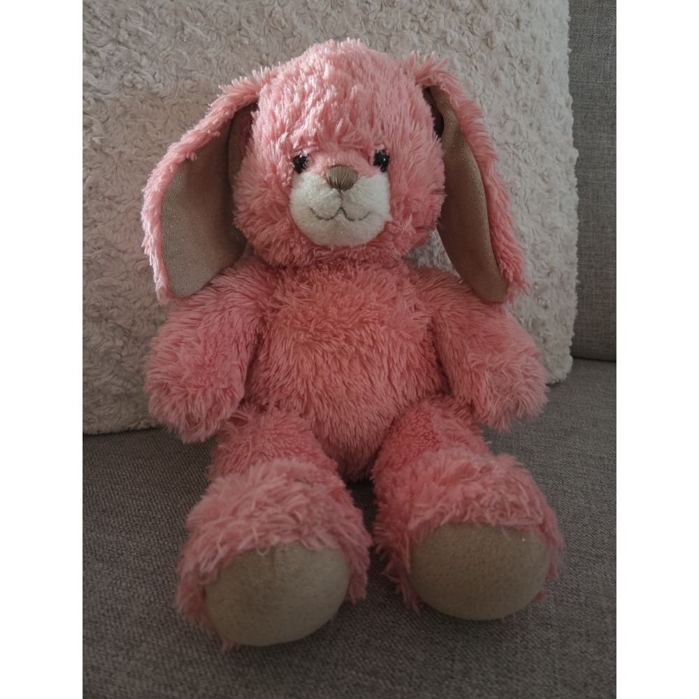 RETIRED BUILD A BEAR Stuffed BUNNY PINK With Tan Sparkle Ears & Feet 18" EASTER